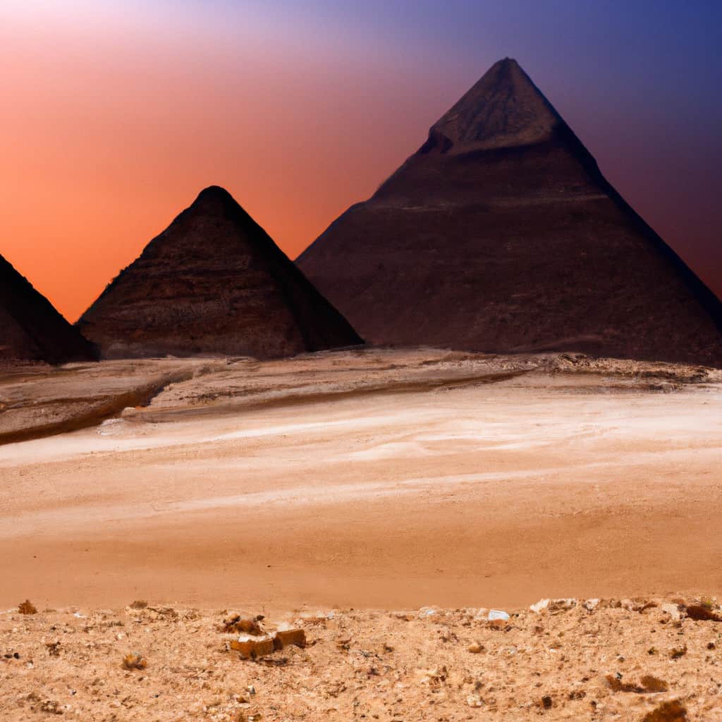 The pyramids of egypt, sunset