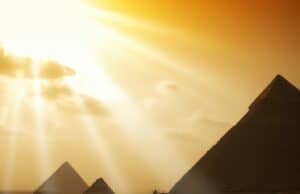 The pyramids of egypt, sunset