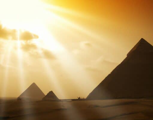 The pyramids of egypt, sunset