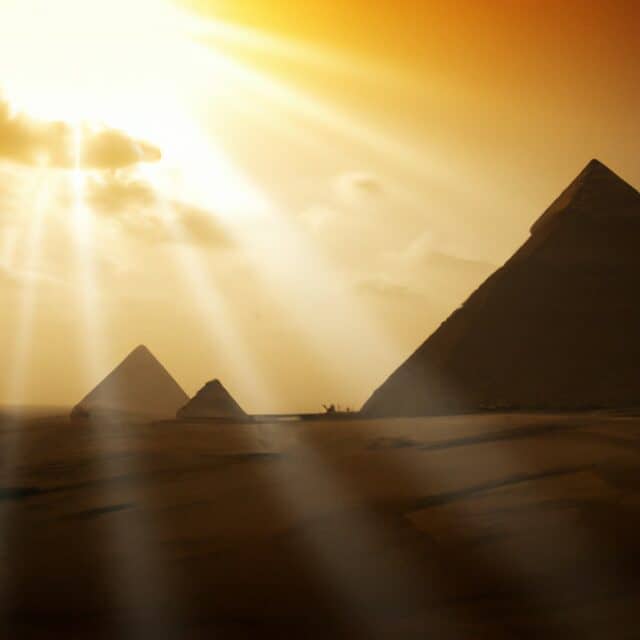 The pyramids of egypt, sunset